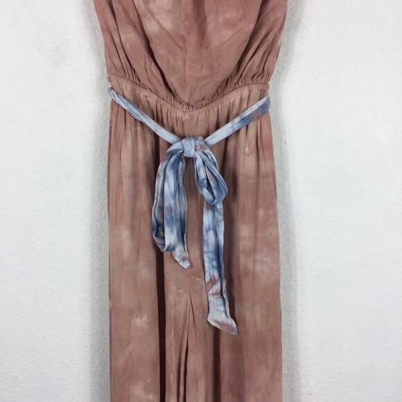 Free People Just Float Pink Tie Dye Strapless Cozy Relaxed Jumpsuit Small - Picture 8 of 15